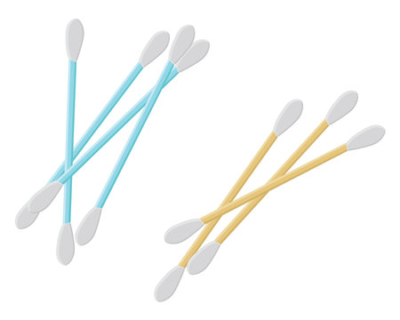 Soft cotton swabs, illustration, vector on a white background.のイラスト素材