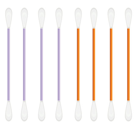 Purple and orange cotton buds, illustration, vector on a white background.のイラスト素材