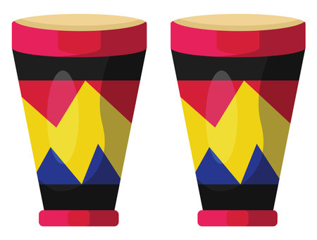 Colorful music drums, illustration, vector on a white background.のイラスト素材
