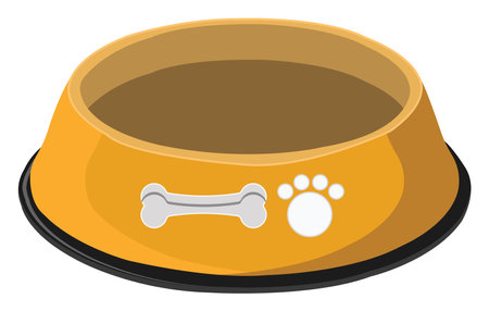 Yellow dog food bowl, illustration, vector on a white background.のイラスト素材