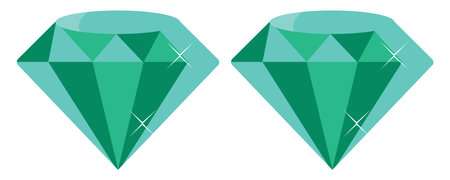 Green diamonds, illustration, vector on a white background.のイラスト素材
