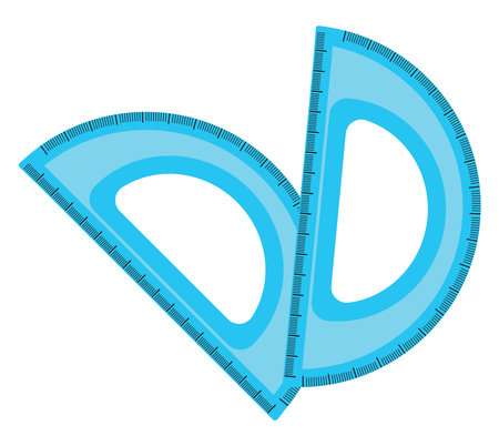 Blue degree ruler, illustration, vector on a white background.のイラスト素材