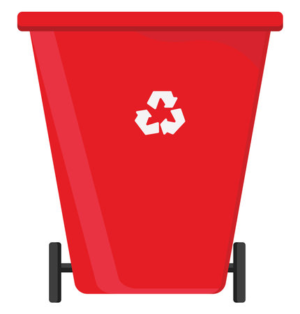 Red garbage bin, illustration, vector on a white background.のイラスト素材