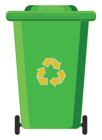 Green dustbin, illustration, vector on a white background.のイラスト素材