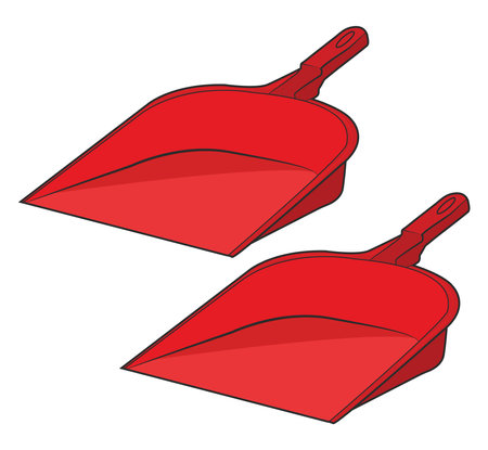 Red dustpans, illustration, vector on a white background.のイラスト素材