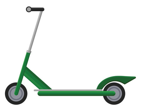 Green electric scooter, illustration, vector on a white background.のイラスト素材