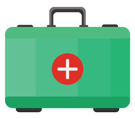Green med kit, illustration, vector on a white background.のイラスト素材