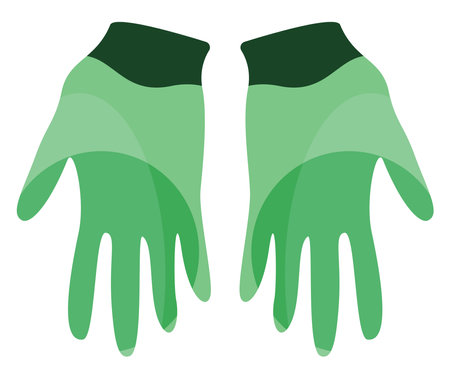 Green garden gloves, illustration, vector on a white background.のイラスト素材