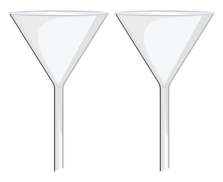 Two glass funnels, illustration, vector on a white background.のイラスト素材