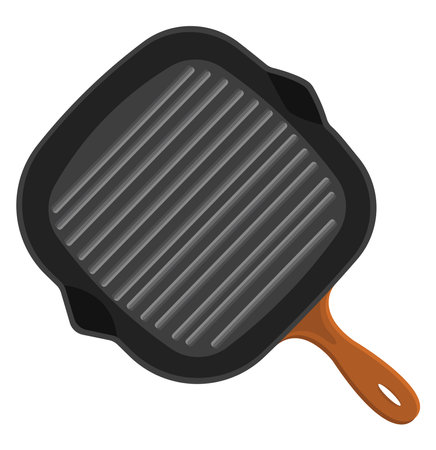 Barbeque pan, illustration, vector on a white background.のイラスト素材