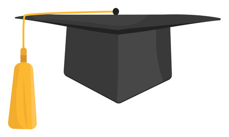 Black graduation hat, illustration, vector on a white background.のイラスト素材