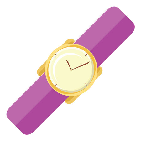 Golden purple handwatch, illustration, vector on a white background.のイラスト素材