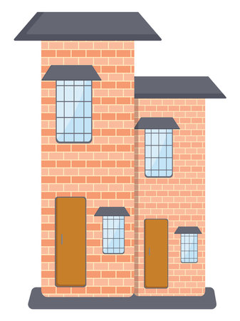 Brick home, illustration, vector on a white background.のイラスト素材