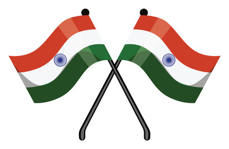 Indian flags, illustration, vector on a white background.のイラスト素材