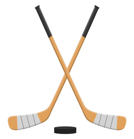 Ice hockey sticks, illustration, vector on a white background.のイラスト素材