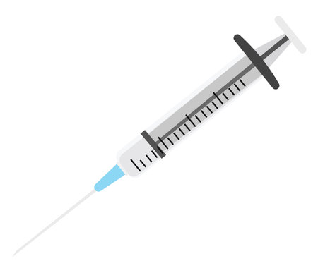 Medical syringe treatment, illustration, vector on a white background.のイラスト素材