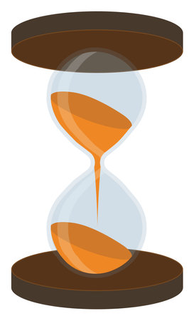 Golden hourglass, illustration, vector on a white background.