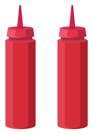 Two ketchup bottles, illustration, vector on a white background.のイラスト素材