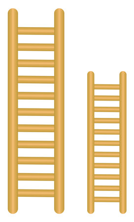 Big and small ladders, illustration, vector on a white background.のイラスト素材