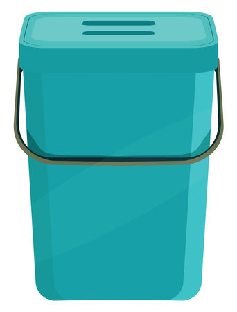 Blue laundry basket, illustration, vector on a white background.のイラスト素材