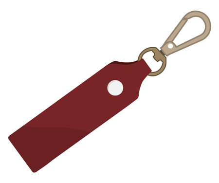 Brown leather keychain, illustration, vector on a white background.のイラスト素材