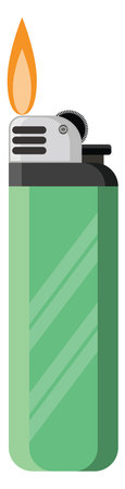 Green lighter, illustration, vector on a white background.のイラスト素材