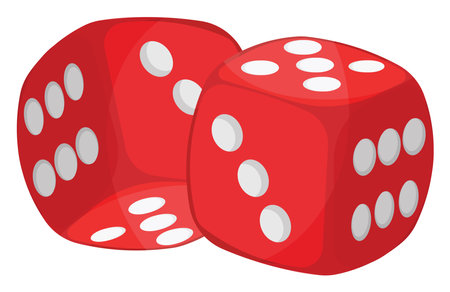 Red dice, illustration, vector on a white background.のイラスト素材