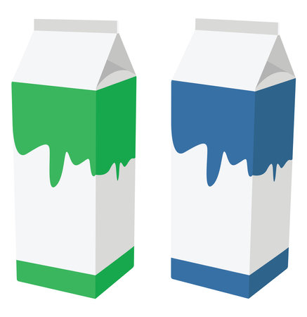 Milk in cartons, illustration, vector on a white background.のイラスト素材