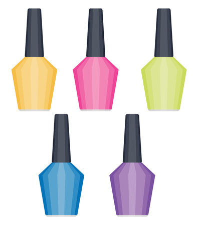 Colorful nailpolishes, illustration, vector on a white background.のイラスト素材