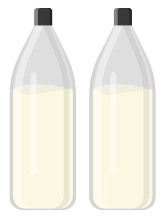 Milk in bottles, illustration, vector on a white background.のイラスト素材