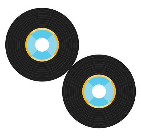 Old music records, illustration, vector on a white background.のイラスト素材
