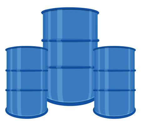 Three oil barrel, illustration, vector on a white background.のイラスト素材