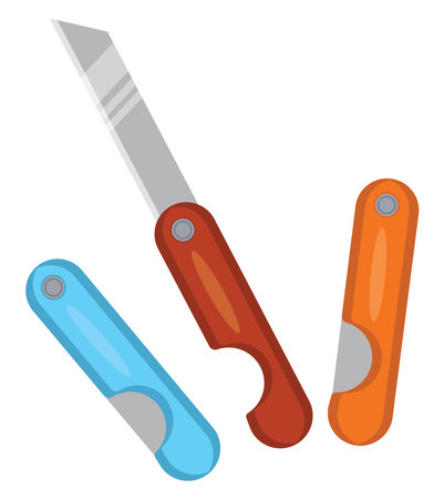 Pocket knives, illustration, vector on a white background.のイラスト素材