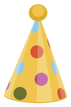 Yellow party hat, illustration, vector on a white background.のイラスト素材