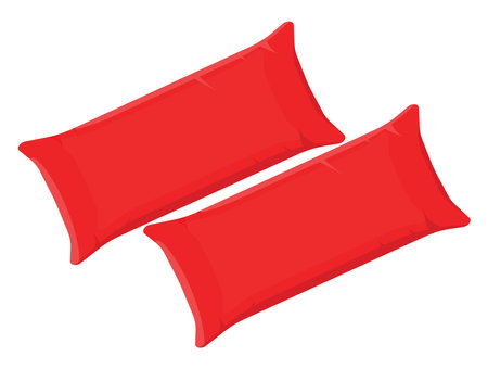 Red decorative pillows, illustration, vector on a white background.のイラスト素材