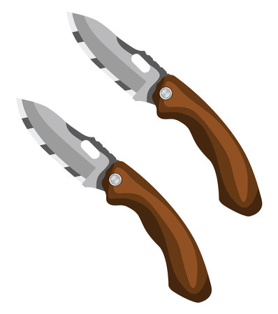 Wooden pocket knife, illustration, vector on a white background.のイラスト素材