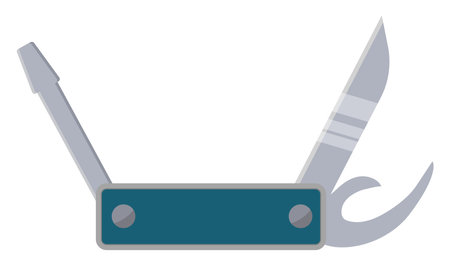 Multifunctional pocket knife, illustration, vector on a white background.のイラスト素材