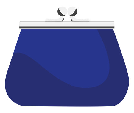Blue womans wallet purse, illustration, vector on a white background.のイラスト素材
