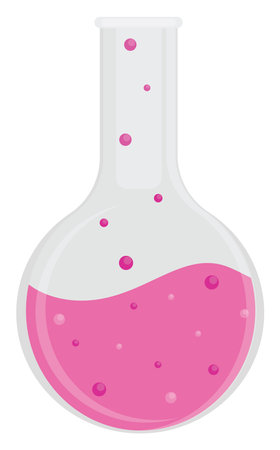 Pink bottle potion, illustration, vector on a white background.のイラスト素材
