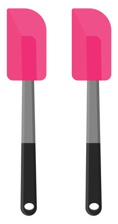 Pink baking spatula, illustration, vector on a white background.のイラスト素材