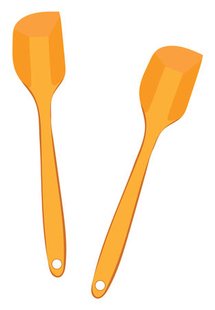 Wooden spatulas, illustration, vector on a white background.のイラスト素材