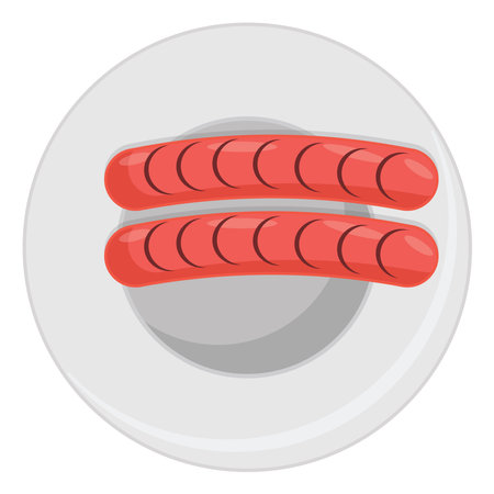 Fried sausages, illustration, vector on a white background.のイラスト素材