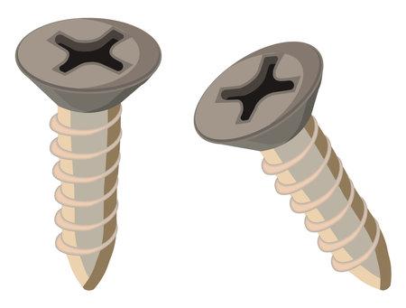 Two small screws, illustration, vector on a white background.のイラスト素材