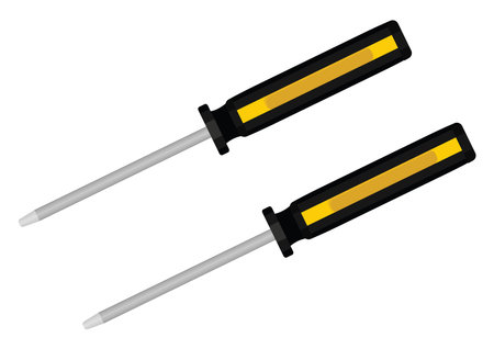 Industrial screwdrivers, illustration, vector on a white background.のイラスト素材