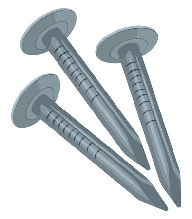 Metal screw nails, illustration, vector on a white background.のイラスト素材