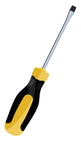 Electrical yellow screwdriver, illustration, vector on a white background.のイラスト素材