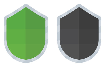 Green and black shields, illustration, vector on a white background.のイラスト素材