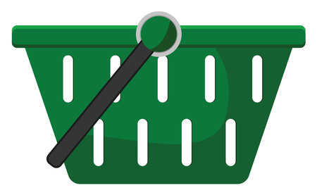 Green shopping basket, illustration, vector on a white background.のイラスト素材