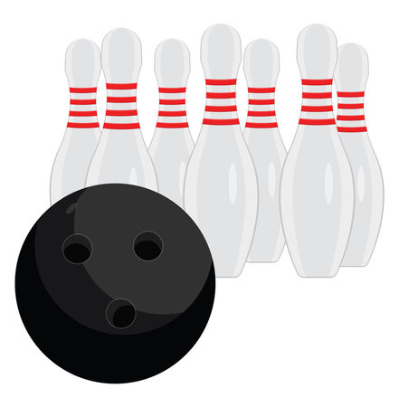 Bowling equipment, illustration, vector on a white background.のイラスト素材