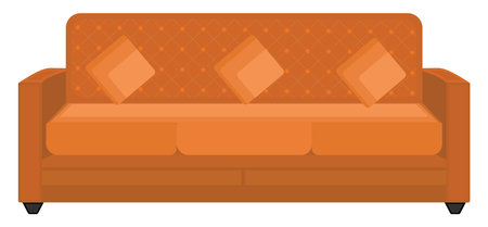 Orange sofa, illustration, vector on a white background.のイラスト素材